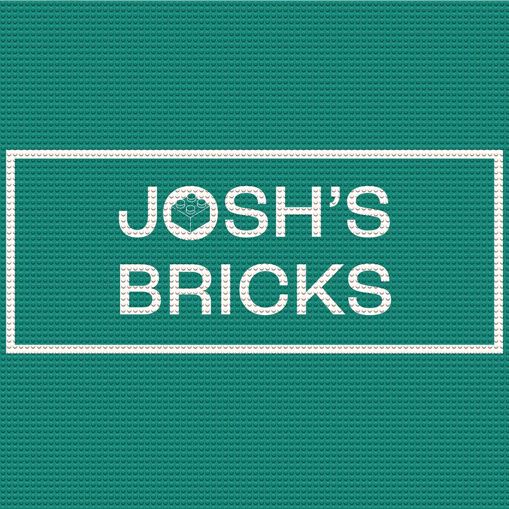 Josh's Bricks logo on a green brick background